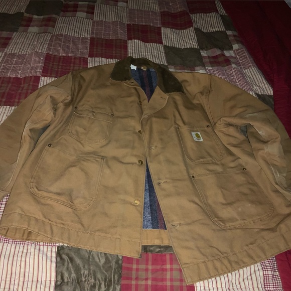 Vtg Carhartt Brown Detroit Duck Canvas Jacket Blanket Lined USA. Sz. 54. 3XL.